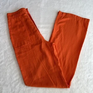 Zara Womens Long Flowy Pants Orange S  Front  And Back Pockets High Waisted - Picture 1 of 19