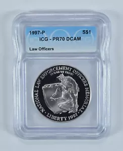 1997-P Law Officers Memorial Commemorative Silver Dollar PR70 DCAM ICG - Picture 1 of 5
