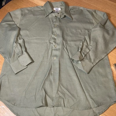 Camisa vintage City Street para hombre verde oliva con botones talla Lg Foto 1 de 4