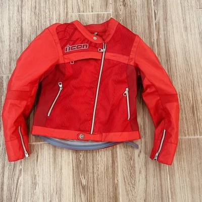 Icon hella 2 jacket Women’s Size Small Red Padded Motorcycle Moto D30 - Image 1 of 4