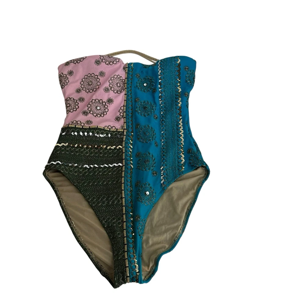 Body Gianfranco Ferre Años 90 Vintage Brillante Patchwork Lentejuelas Adornado Foto 1 de 4