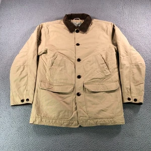 LL Bean Chore Barn Coat Adult Small Beige Insulated Corduroy Collar Work Quilted - Picture 1 of 15