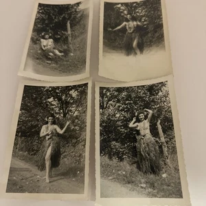 Vintage 1950s Photo Lot X 7 Pretty Woman In Hula Skirt Dress Fashion - Picture 1 of 2