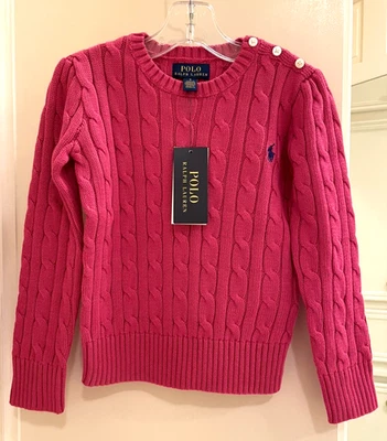 Suéter Polo Ralph Lauren Niñas Pequeñas Tejido con Cable Algodón 4 Años Nuevo con Etiquetas Foto 1 de 4