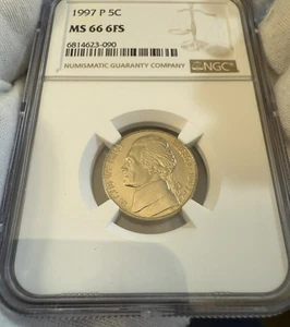 1997-P Jefferson Nickel NGC MS66 6 Full Steps Better Grade - Picture 1 of 3