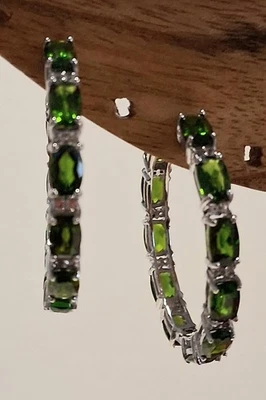 Jtv Chrome Diopside And White Zircon Hoop Earrings - Image 1 of 4