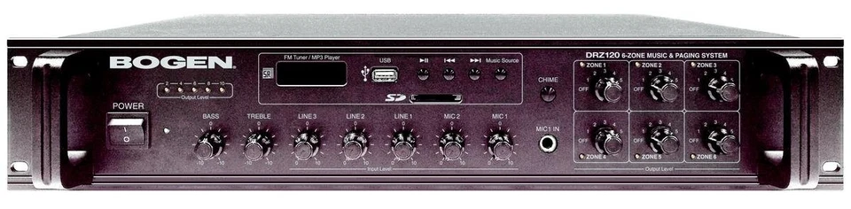 Sistema de paginación de música Bogen DRZ120 6 zonas amplificador afinación FM digital incorporado Foto 1 de 1