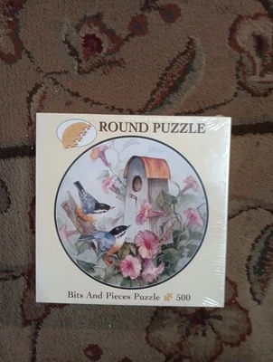  Bits And Pieces Round 500 Pc Puzzle "Nuthatches" No. 01-0605 NEW Sealed  - Image 1 of 4