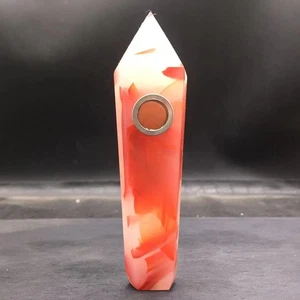 Natural Carnelian Red Agate Crystal Quartz Smoking Pipes Healing Wand Pipe 1Pc - Picture 1 of 23