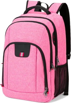 Della Gao Sac à dos de voyage antivol avec USB Rose - Photo 1/3