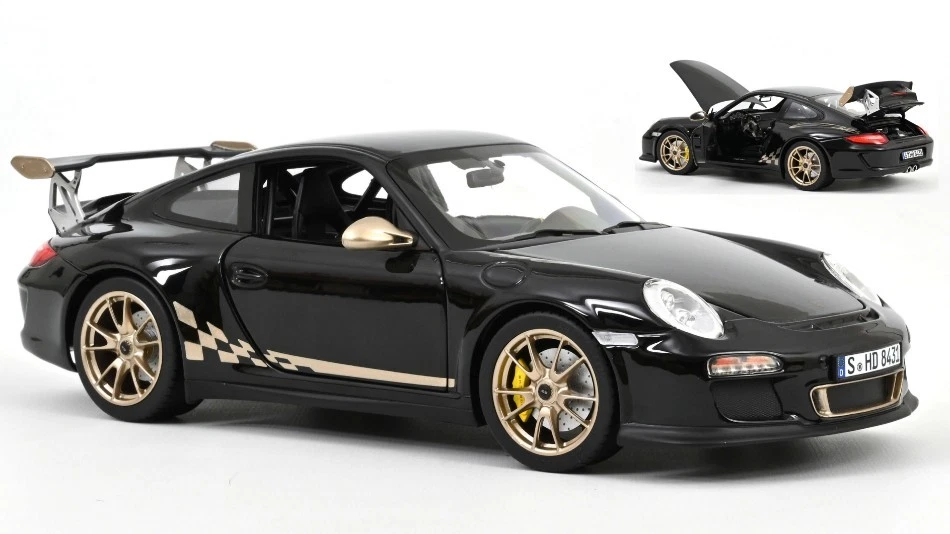 Porsche 911 Gt3 Rs 2009 Black & White Gold Metallic 1:18 Model 187563 NOREV - Immagine 1 di 1