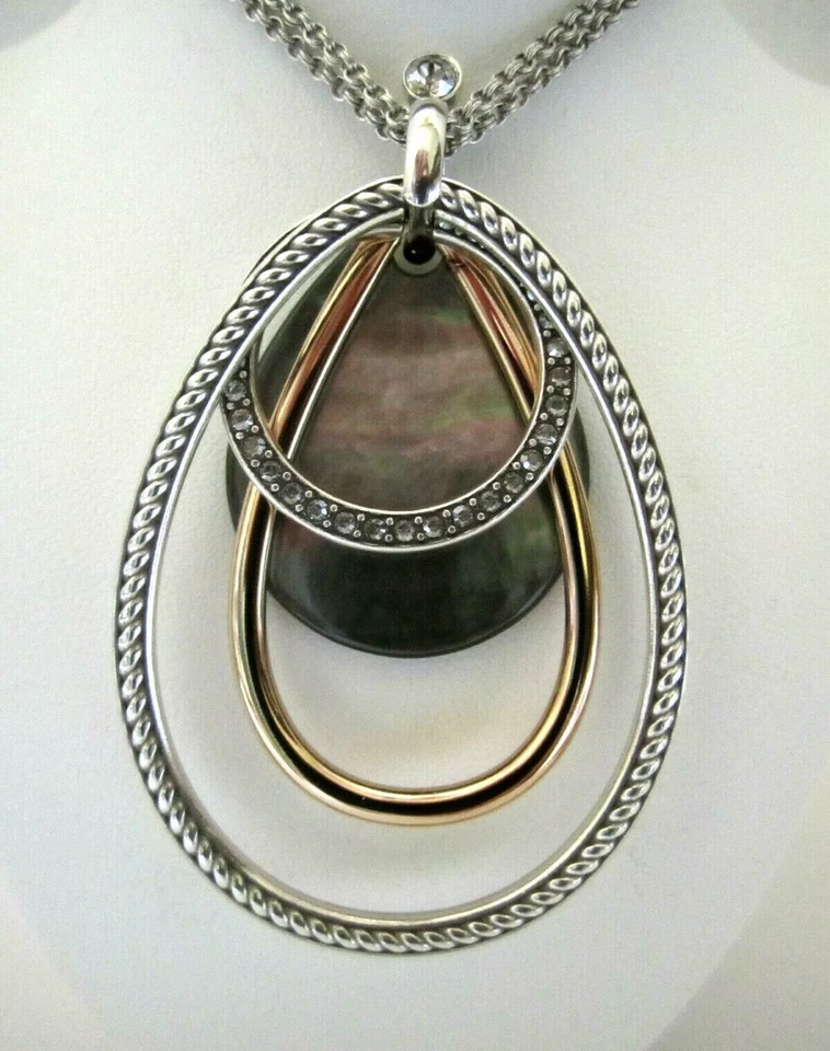 Brighton Neptune's Rings Shell Black Gold Convertible Long Necklace NWTag *