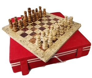 12" Schachspiel mit Aufbewahrungsbox, braun, Vatertagsgeschenk für Ihn, Geburtstagsgeschenk - Neu - Bild 1 von 24