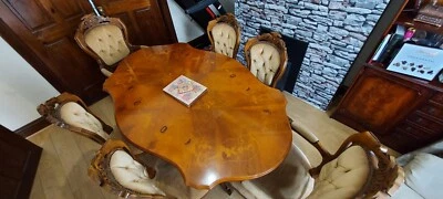 Mahogany Finished Italian Dining Table with Chairs set - Image 1 of 4