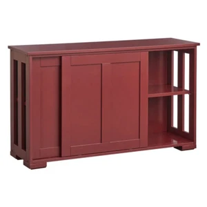 Red Wooden Storage Cabinet Stackable Utility China Curio Table Sliding Doors - Picture 1 of 3