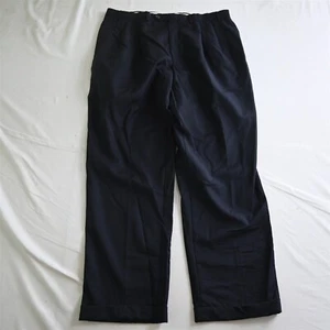 Chaps Ralph Lauren 36x32 Navy Blue 100% Wool Pleated Cuffed Mens Dress Pants - Picture 1 of 9