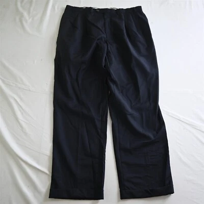 Pantalones de vestir Chaps Ralph Lauren 36x32 azul marino 100 % lana plisados con puños para hombre Foto 1 de 4