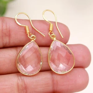 Crystal Gemstone Earring 925 Sterling Silver Handmade Jewelry Earring For Gift - Picture 1 of 6