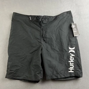 Hurley Board Shorts Mens 38 Black Swim Trunks Surf Beach Pool 10” Inseam NWT - Picture 1 of 16