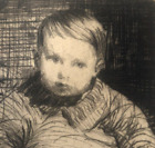 Crayon à graver point sec signé William Lee-Hankey (1869-1952) « Bébé » 1923