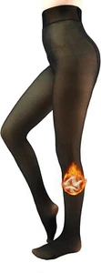 Fleece Lined Tights Sheer Women - Fake Translucent Warm Pantyhose (Black,Size:M) - Picture 1 of 6