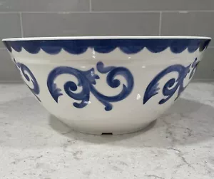 BLUE ROSE SCROLL Large Serving / Chip Bowl 10.25 x 4.5” ARTISAN DE LUXE Melamine - Picture 1 of 5