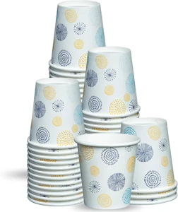 GUSTO 3 oz Disposable Paper Cups - Mini Bathroom Mouthwash Cups - 100 Count - Picture 1 of 7