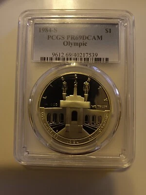 1984-S PCGS PR69DCAM Olympic Dollar Deep Cameo Proof - Image 1 of 2