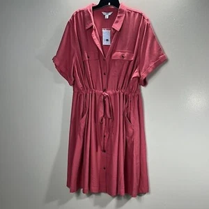 Croft & Barrow Coral Utility Knee Length Women's Shirt Dress Size 2XL - Picture 1 of 8
