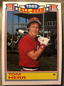 1986 Topps Tom Herr Glossy All Star Baseball Card Cardinals #14 High Grade - Picture 1 of 2