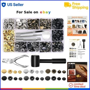 Leather Snap Fasteners Kit 120 Sets Metal Button Press Studs for Clothes Bags - Picture 1 of 11