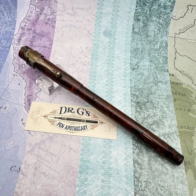 Caneta vintage AA Waterman misturada vermelha e preta borracha dura restaurada enchimento torção - Imagem 1 de 4