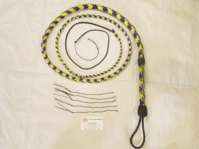 Látigos de contrabando 8 pies 16 trenzas de nailon Paracord Eco Bullwhip bandera no binaria Foto 1 de 2
