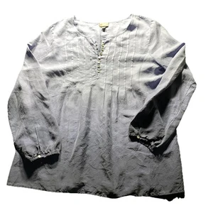 J Jill Seidentop Damen MED blau ombre Biesen Popover Bluse Coastal Shirt - Bild 1 von 10