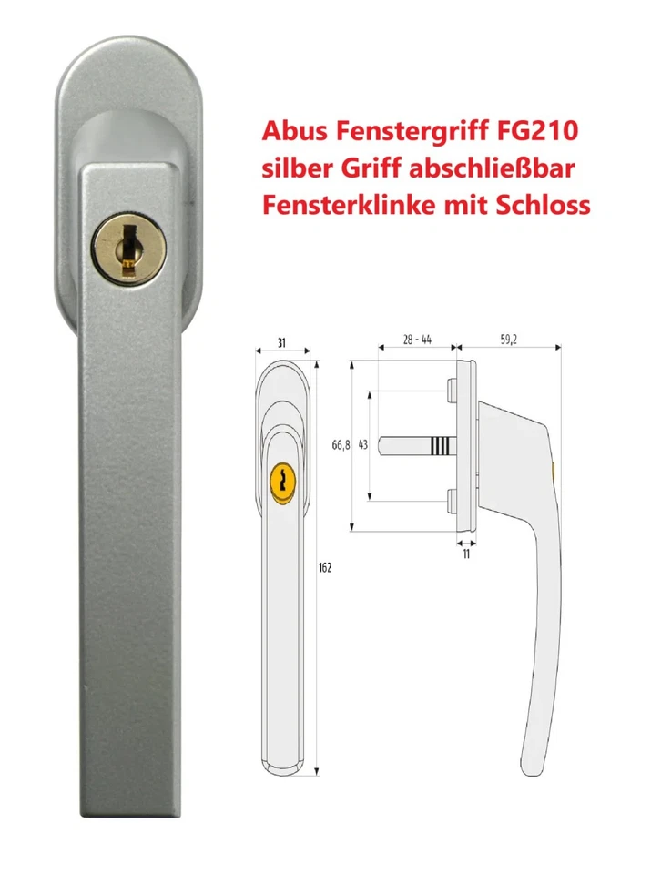 Abus Fenstergriff FG210 silber Griff abschließbar Fensterklinke mit Schloss - Bild 1 von 1