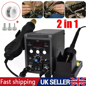 2IN1 700W Soldering Iron Set Hot Air Desolder Rework Soldering Station Gun Iron - Picture 1 of 14