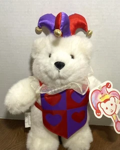 Oso bufón de San Valentín HALLMARK oso de peluche ANIMAL 10" blanco púrpura nuevo - Imagen 1 de 7