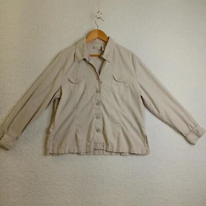 Erika Top Women's Extra Large Long Sleeve Button Linen Rayon Beige - Picture 1 of 10