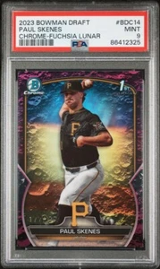 PAUL SKENES 2023 1st Bowman Chrome Fuchsia Lunar #/199 SP PSA 9 PIRATES CLEAN! - Picture 1 of 2