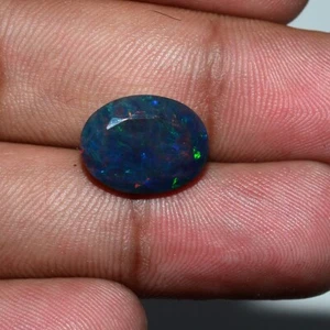 4.00 Cts Natural Ethiopian Black Opal 13.83mm 10.69mm Oval Faceted Cut Gemstone - Picture 1 of 5