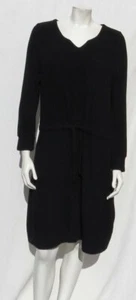 SOFT SURROUNDINGS Black Easy Living Fleecy Knit Long Sleeves Dress US S M Pocket - Picture 1 of 5