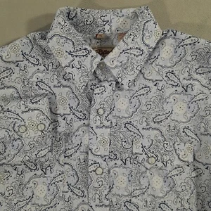 Rafter C Shirt Boys XL White Pearl Snap Geometric Paisley Western Long Sleeve - Picture 1 of 9