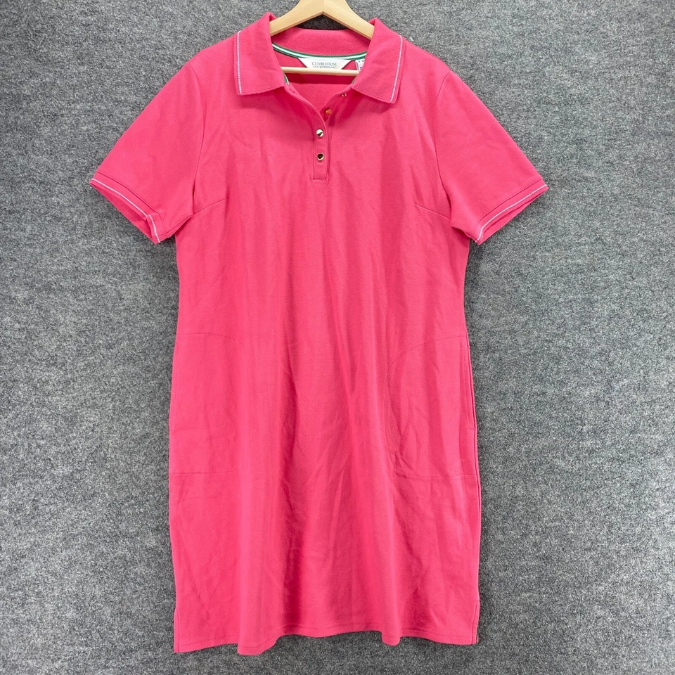 Vestido Camisa Isaac Mizrahi Mujer TL Alto Rosa Cuello Corto Botón Manga Corta Foto 1 de 4