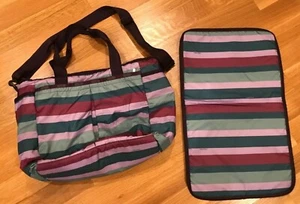 LeSportsac Ryan Multi Colored Stripe Nylon Baby Diaper Bag Tote Purse w pad - Picture 1 of 11