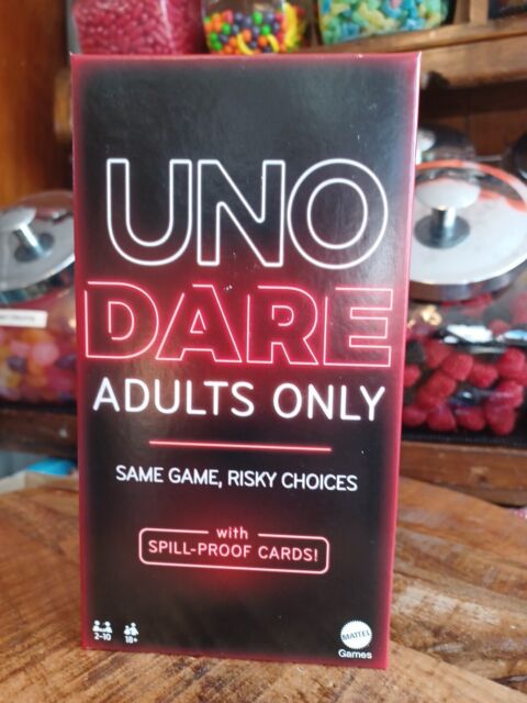 UNO Dare Adults Only Card Game, 2-10 Players, Waterproof Cards and