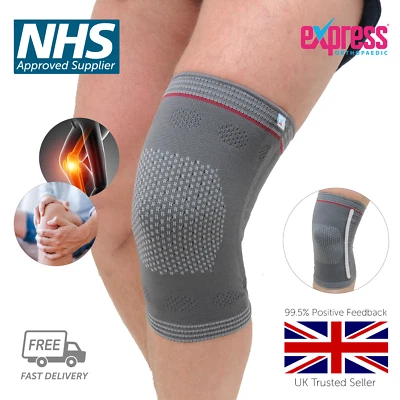Knee Support Compression Sleeve > Arthritis Pain Relief Gym Sport BILATERAL - Image 1 of 4