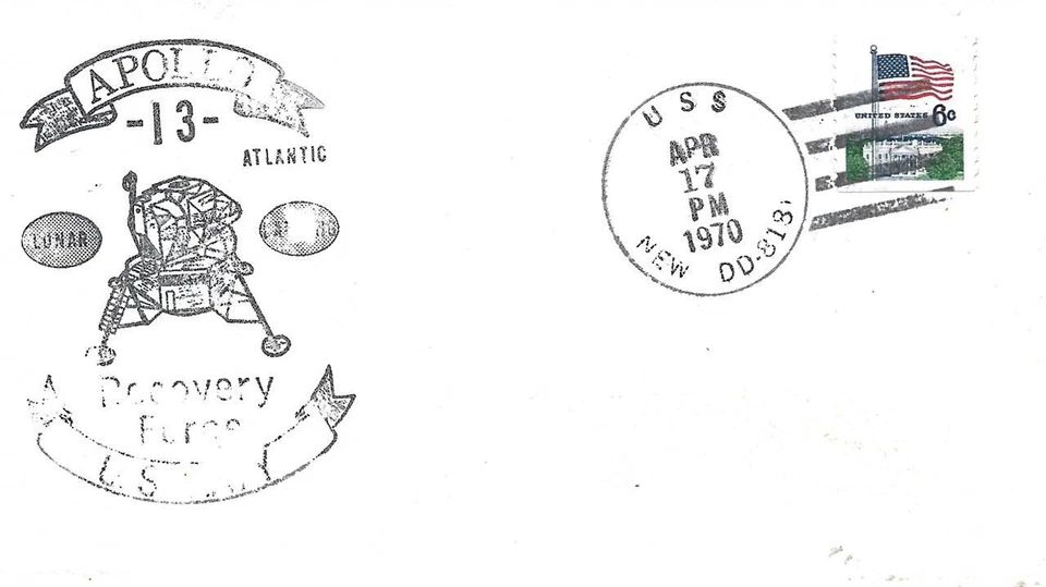 NEW (DD-818) 17 April 1970 Apollo 13 USN Atlantic Fleet Recovery Force Cachet - Image 1 of 1