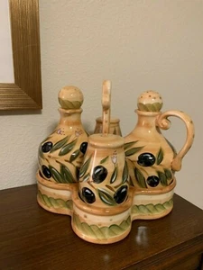 GORGEOUS PROVINCIAL OLIVES HAND PAINTED COLLECTION TABLETOP SET - Picture 1 of 5
