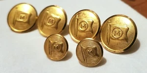 Vintage Moore McCormack Lines Uniform Buttons - Set of 6 - 36L & 26L - Picture 1 of 5