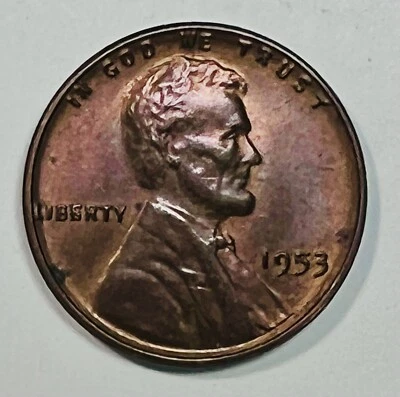 1953 Lincoln Obverse Wheat Ears Reverse 1 Cent Crud & Misprinted Error  6779 - Image 1 of 4